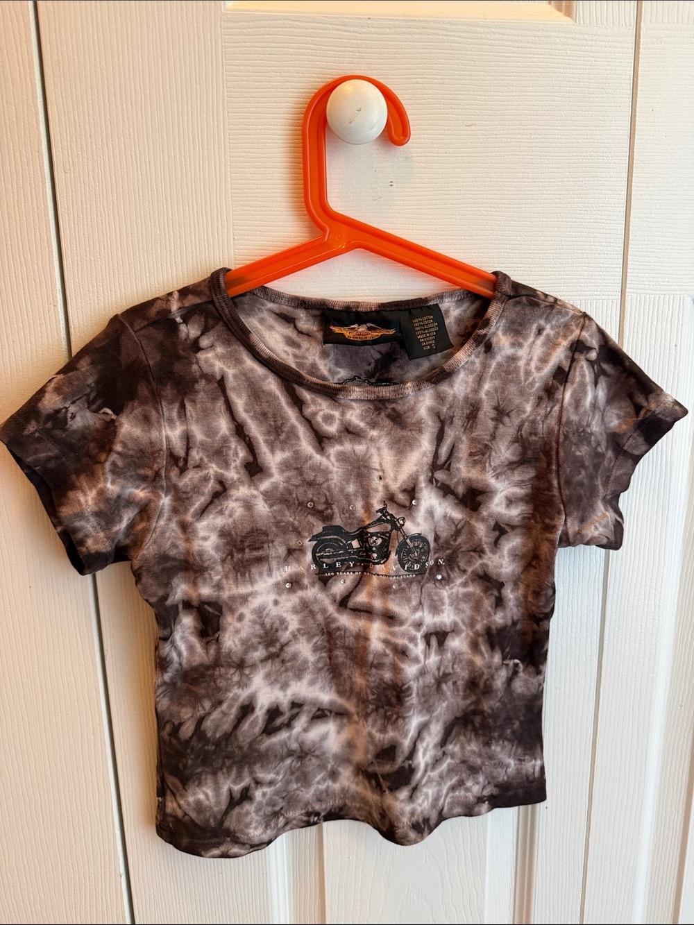 Harley-Davidson Brown & White Tie-Dye Kids Motorcycle Tee